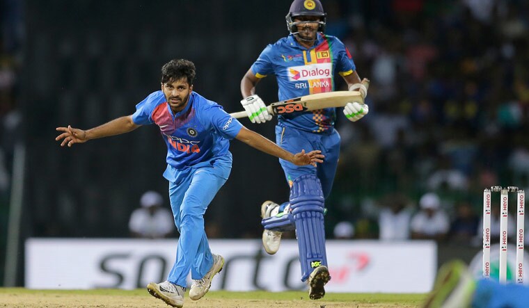 Shardul Thakur (left) in action against Sri Lanka in the Nidahas Tri-nation T20 series in Colombo | AP