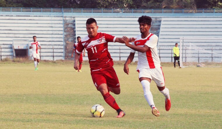 Players of Odisha and Mizoram in action during the national football championship for the 72nd Santosh Trophy in Kolkata | aiff.com