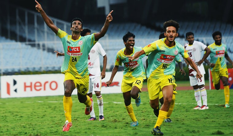 Kerala players celebrate after securing the win in a penalty shootout | Salil Bera