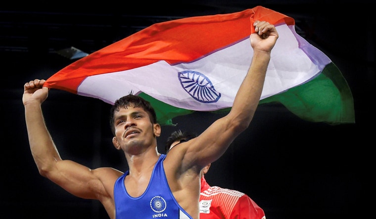 Rahul Aware after winning the match against Canada's Steven Takahashi | PTI
