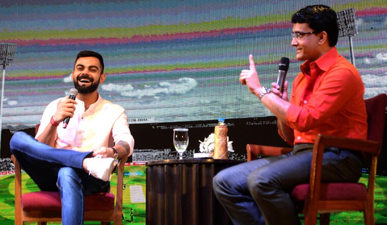 Former Indian captain Sourav Ganguly and current skipper Virat Kohli at a book launch in Kolkata | Salil Bera