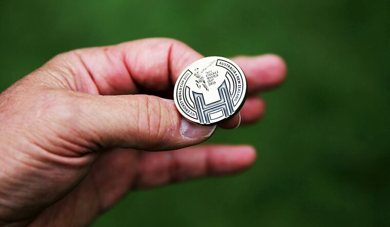 The coin used for the toss in the match between Pakistan and South Africa at the World Cup 2015, in Auckland | ICC