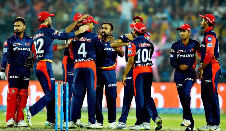  Delhi Daredevils players celebrate the wicket of Chennai Super Kings batsman Sam Billings | PTI 