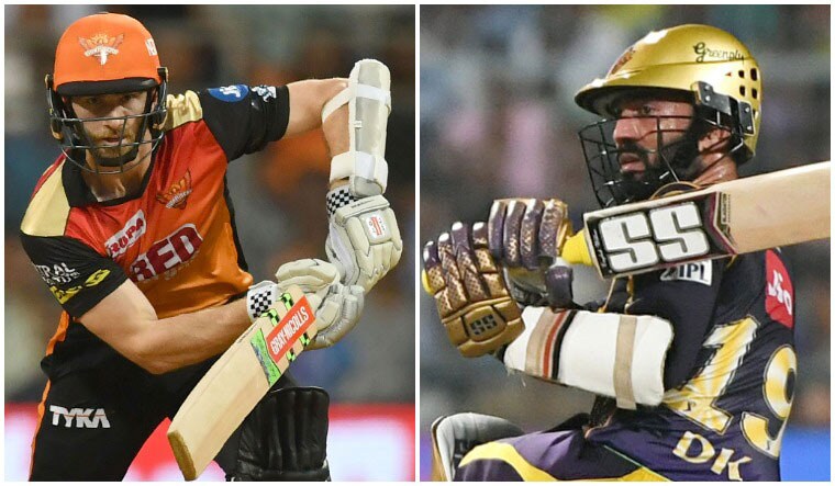SRH captain Kane Williamson (left) and KKR skipper Dinesh Karthik