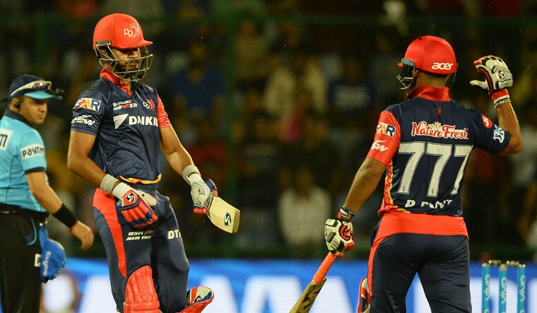 Delhi Daredevils captain Shreyas Iyer (left) celebrates with teammate Rishabh Pant | AFP