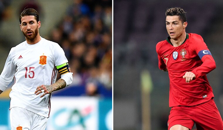 Spain's defender Sergio Ramos (left); Portugal's forward Cristiano Ronaldo | AFP