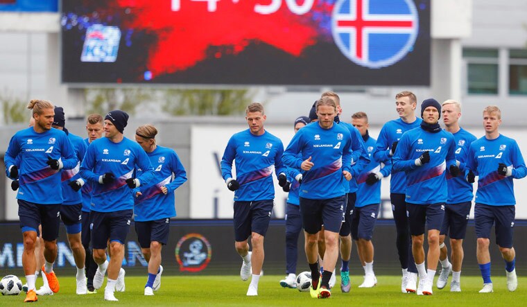 Iceland's football team during training | Reuters