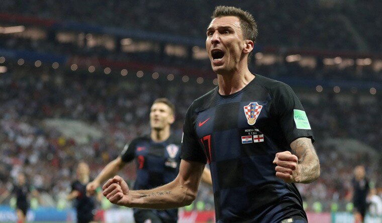 Croatia's Mario Mandzukic celebrates after scoring their second goal against England in the semifinal of the 2018 World Cup, at the Luzhniki Stadium in Moscow | Reuters