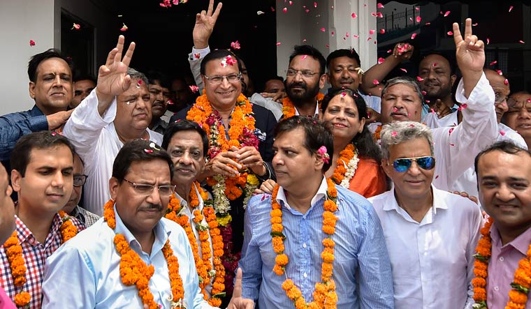 Delhi & District Cricket Association (DDCA ) newly elected President Rajat Sharma with his supporters at DDCA office, in New Delhi | PTI