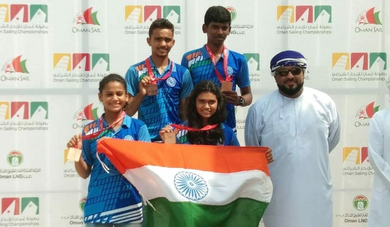 Medal winners in the Oman Sailing Championship 2018