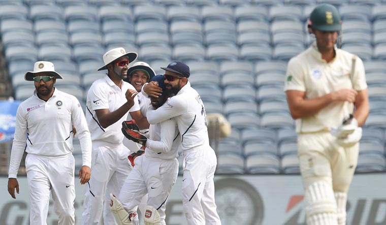 Pune Test: South Africa tottering at 74/4 at lunch after following on 