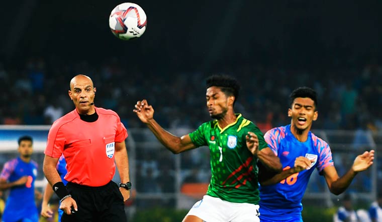 Action from the India-Bangladesh FIFA World Cup Qualifer at the Salt Lake Stadium in Kolkata | Salil Bera