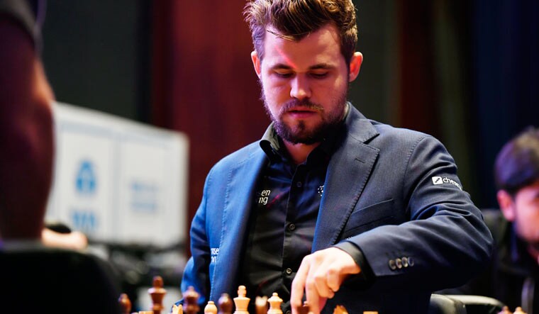 Magnus Carlsen in action at the Tata Steel Rapid and Blitz tournament, in Kolkata | Salil Bera