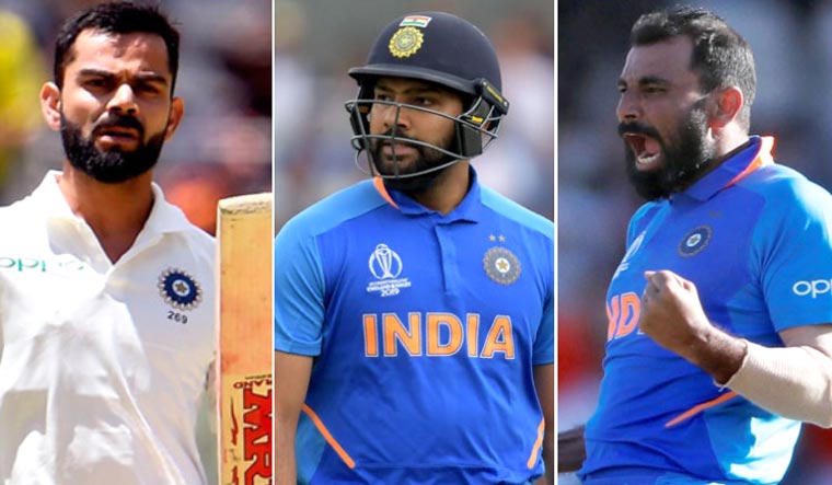 (From left) Virat Kohli, Rohit Sharma and Mohammed Shami