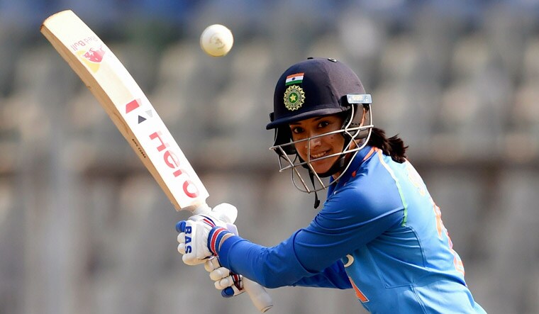Smriti Mandhana plays a shot during the first ODI match against England in Mumbai | PTI