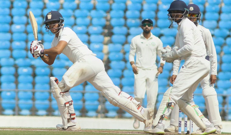 Saurashtra batsman H. Desai plays a shot against Vidarbha during Ranji Trophy final | PTI