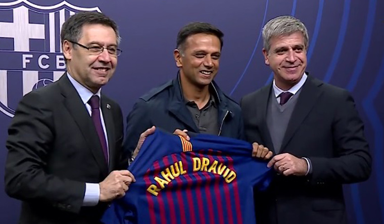 Rahul Dravid at Camp Nou, says watching Lionel Messi is fantastic