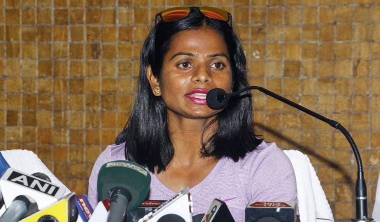 Dutee Chand addresses a press conference in Bhubaneswar | PTI