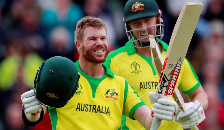 David Warner celebrates his century against Pakistan during the ICC World Cup group match at Taunton | Reuters