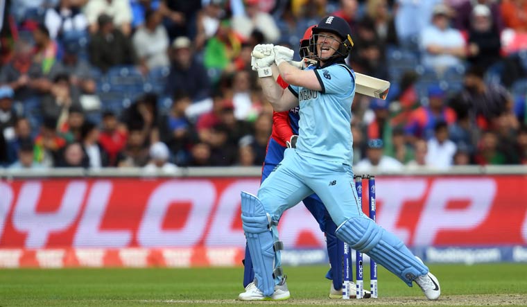 England captain Eoin Morgan plays a shot during the World Cup match against Afghanistan | AFP