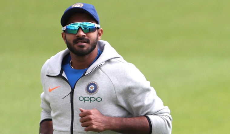 Vijay Shankar (left) and Bhuvneshwar Kumar participate in a training session ahead of their World Cup group match against Afghanistan at the Hampshire Bowl in Southampton | AP