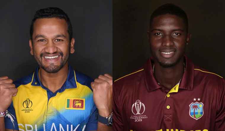 A combination picture of Sri Lanka captain Dimuth Karunaratne and his West Indies counterpart Jason Holder | CricketWorldCup Twitter
