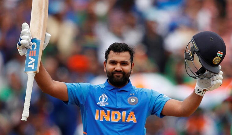 Rohit Sharma celebrates his century | Reuters