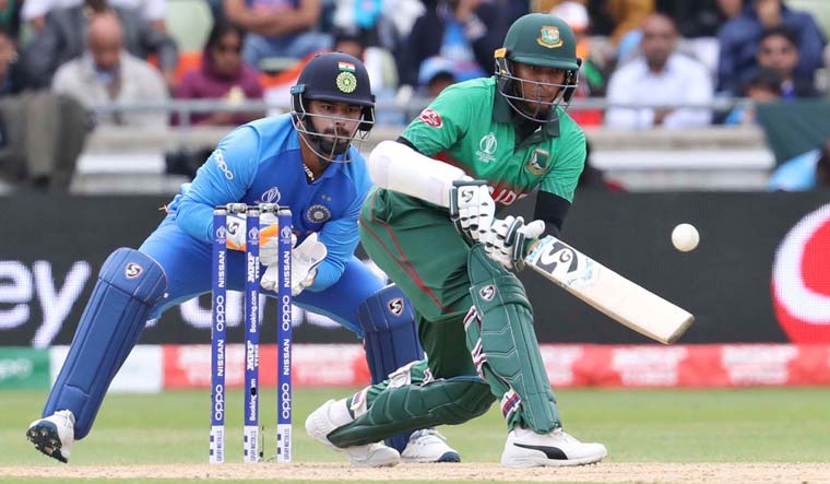 Bangladesh's Shakib Al Hasan bats during the World Cup group stage match against India, at Edgbaston in Birmingham | AP