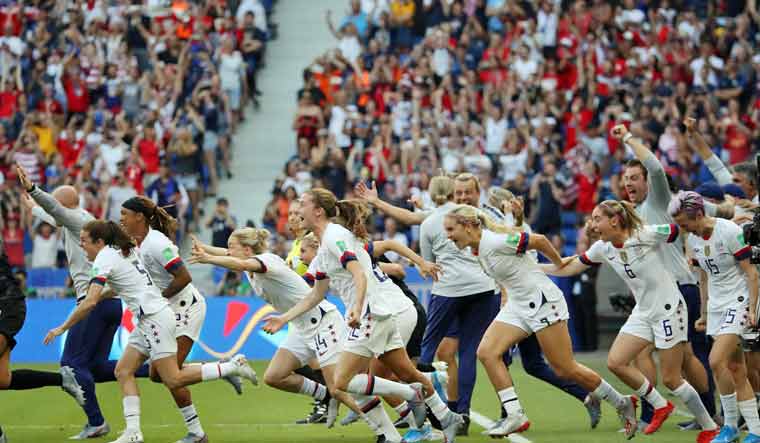 United States players celebrate winning the Women's World Cup after the match | Reuters