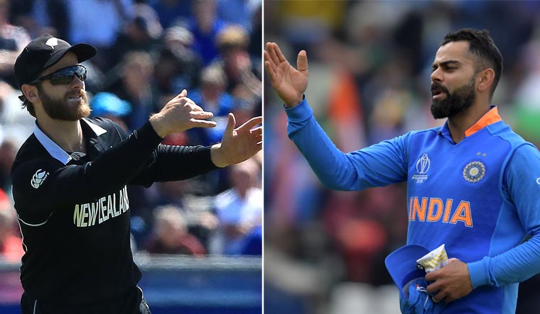 The World Cup semifinal between New Zealand and India will test the leadership skills of captains Kane Williamson (left) and Virat Kohli | AFP