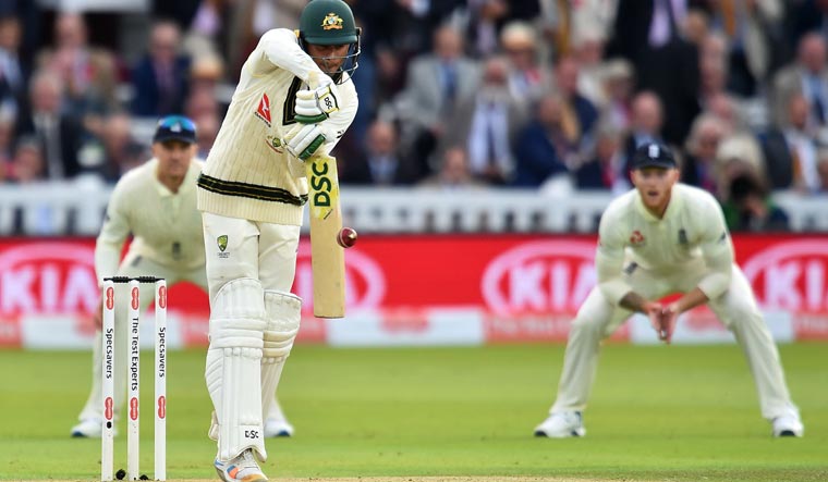 Australia's Usman Khawaja plays a shot on the second day of the second Ashes Test at Lord's | AFP