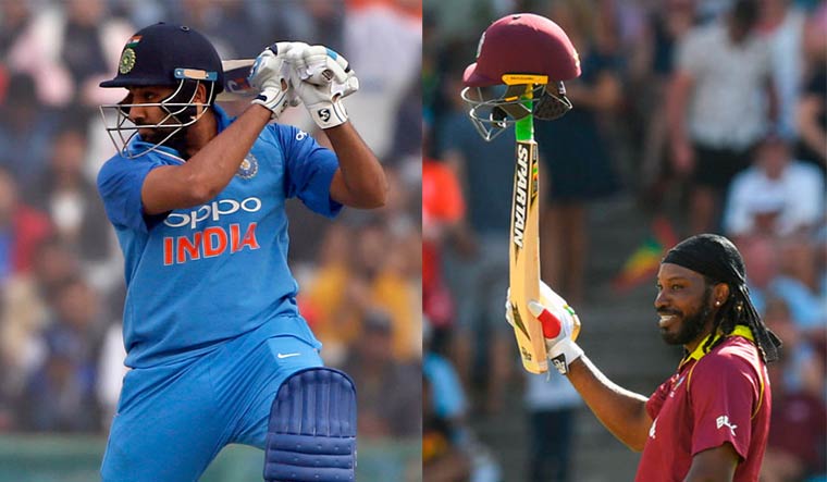 (File photo) Rohit Sharma is 4 runs away from Chris Gayle's record of the highest T20 International sixes | AFP, AP
