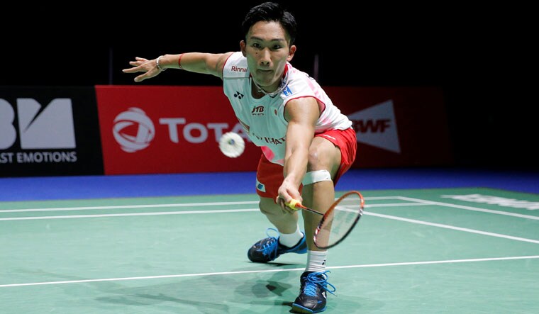 Japan's Kento Momota in action during the semifinal of the men's singles match against India's Sai Praneeth in the BWF World Championships, in Basel | Reuters