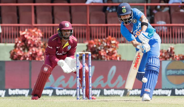 India captain Virat Kohli bats during their third T20 international match against the West Indies in Providence, Guyana | AP