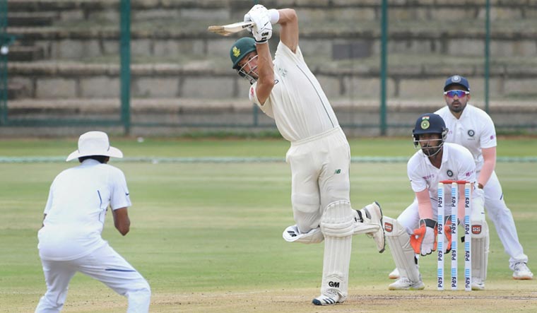 Markram plays a shot on day 3 of the second unofficial Test match against India 'A', in Mysuru | PTI
