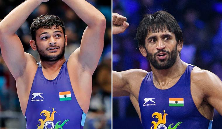 Deepak Punia settled for a silver and Bajrang Punia (right) won a bronze at the World Championship | PTI