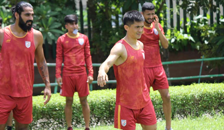Indian football team trains in Guwahati ahead of the World Cup qualifiers | via Twitter
