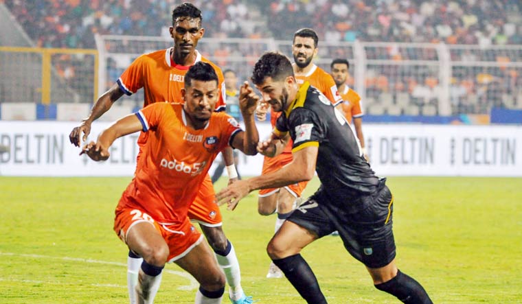FC Goa and Kerala Blasters players in action during their ISL match | PTI