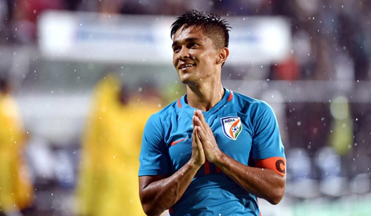 [File] Sunil Chhetri is the second-highest goal-scorer in international football after Cristiano Ronaldo | PTI
