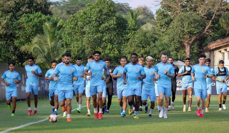 The Mumbai City FC squad during a training session ahead of the ISL 2020-21 season | via Twitter