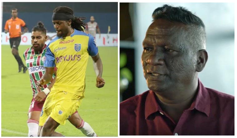 Costa Nhamoinesu (left, in yellow) has impressed I.M. Vijayan (right) with his performance against the ATK Mohun Bagan