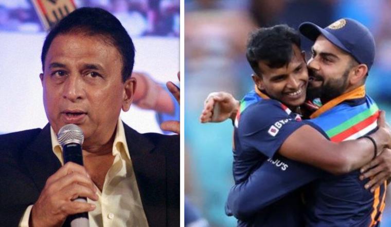 Sunil Gavaskar; T. Natarajan with skipper Virat Kohli 