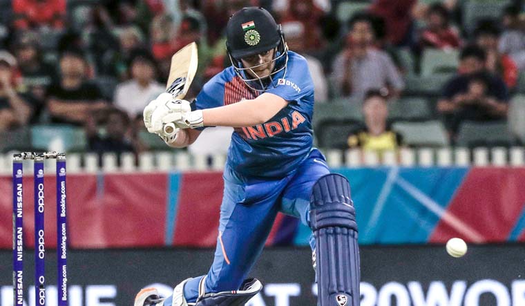 Shafali Verma plays a shot during the Women's T20 World Cup match between India and Bangladesh in Perth | AFP