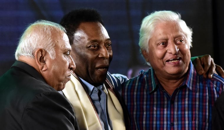 (From left) P.K. Banerjee, Pele and Chuni Goswami | Salil Bera