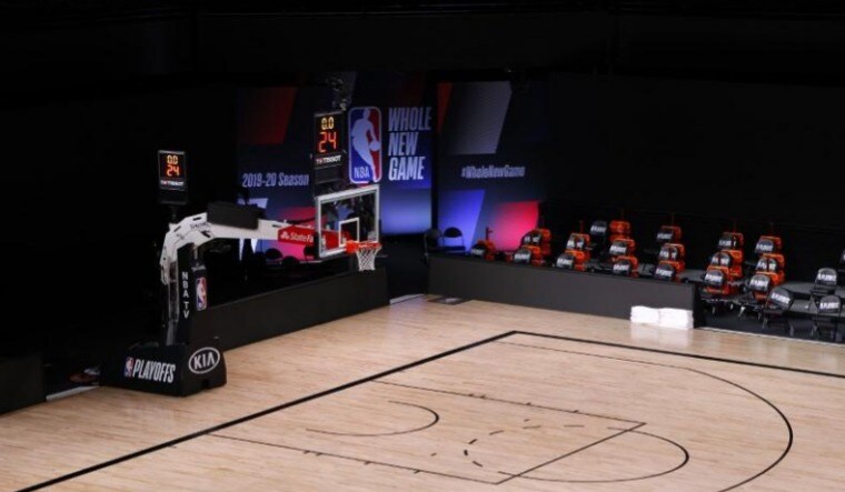 The empty arena  in Orlando where the Milwaukee Bucks game was to be played | Reuters