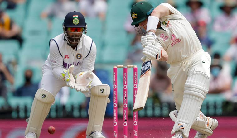 Australia's Steve Smith plays a shot during play on day 2 of the third Test against India | AP