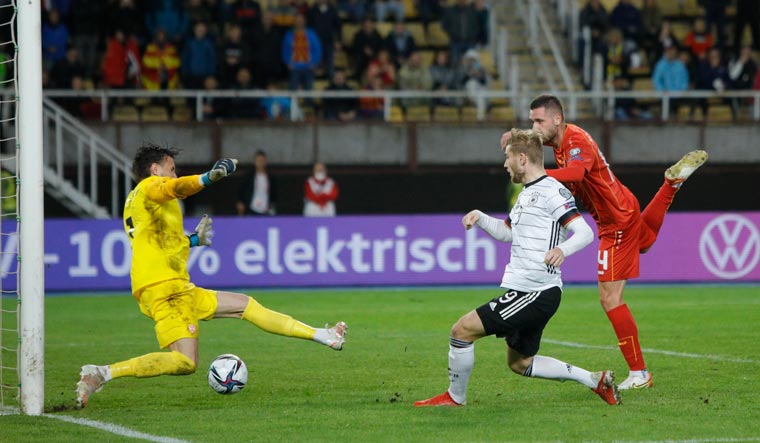 Germany's Timo Werner scores in his side's 4-0 win over Macedonia | Reuters