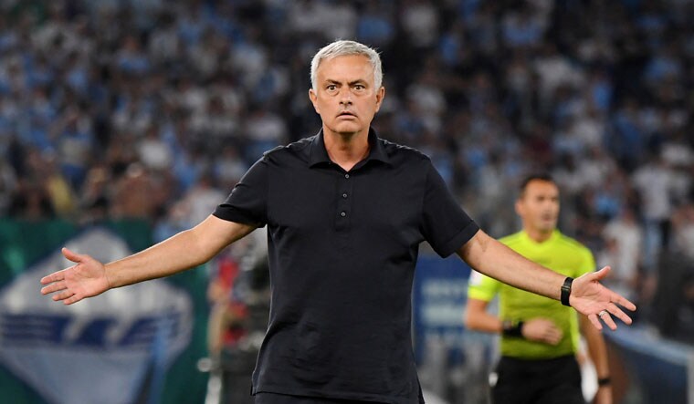 Jose Mourinho reacts to one of the six goals his AS Roma side concedes in the Europa Conference League match against Bodo/Glimt | Reuters