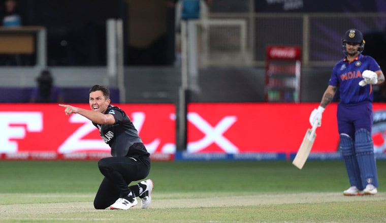 New Zealand's Trent Boult appeals for India's Ishan Kishan during the Cricket Twenty20 World Cup match | AP