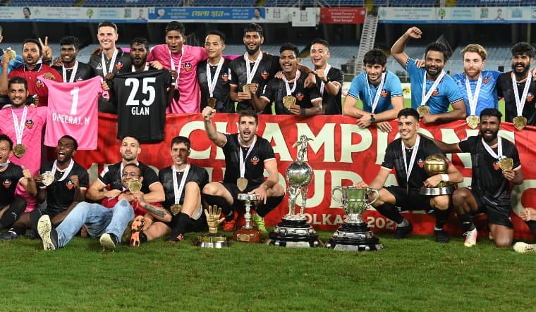 FC Goa players and staff pose with their trophies after winning the Durand Cup final | Salil Bera